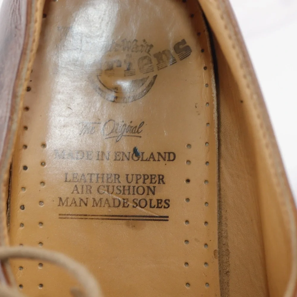 VTG Dr Martens England Mens 1561 Oxford Size 9 Brown Leather Plain Toe Shoe 4Eye